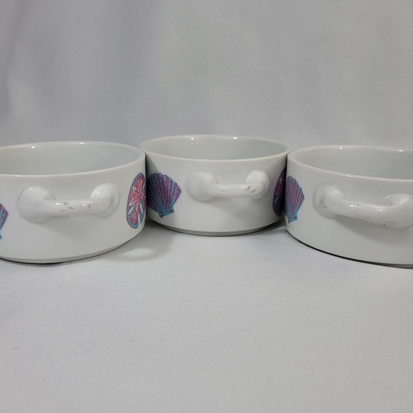 (3) Vtg 1989 Maison Blanche Seashell Motif Soup Bowls With Handles - Picture 11 of 16